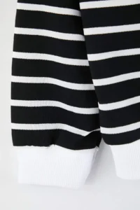 Trendyol Curve Black-WHITE Striped Regular Fit Crew Neck Plus Size Sweatshirt - Image 6