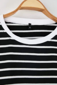 Trendyol Curve Black-WHITE Striped Regular Fit Crew Neck Plus Size Sweatshirt - Image 7