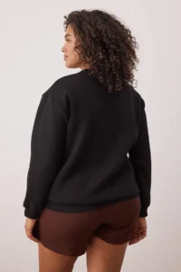 Trendyol Curve Black Dog Embroidered Crew Neck Plus Size Sweatshirt - Image 4