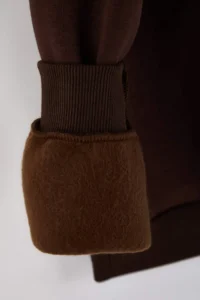 Trendyol Curve Brown Slogan Embroidered Zippered Collar Plus Size Sweatshirt - Image 6
