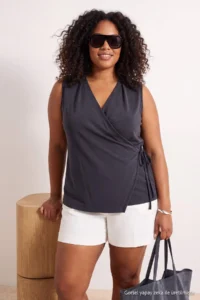 Trendyol Curve More Sustaniable Anthracite Fitted Double breasted Premium Knitting Plus Size Blouse