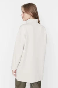Trendyol Modest Stone Oversized Zipper Detailed Scuba Knitting Sweatshirt - Image 5