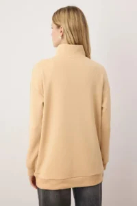 Trendyol Modest Beige  More Sustaible Oversized interlock Plain Knitting Sweatshirt - Image 4