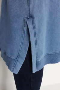 Trendyol Modest BLUE Washable Side Slit Detailed Oversized Knitting Sweatshirt - Image 5