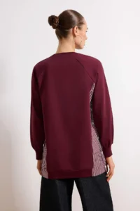 Trendyol Modest Burgundy Regular 2 Yarn combed Plain Knitting  Hijab Sweatshirt - Image 4