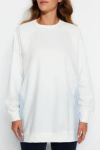 Trendyol Modest Ecru Oversized Weaving fragmented Knitting Tunic - Image 4