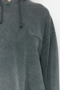 Trendyol Modest Anthracite Asit Washable Hooded Oversized Knitting Sweatshirt - Image 4