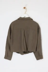 TRENDYOLMİLLA Khaki Binding Detailed Modal Shirt Blouse - Image 4