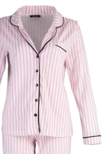 TRENDYOLMİLLA Powder PINK 100% Cotton Striped Biye Detailed Knitting Pajama Set - Image 9