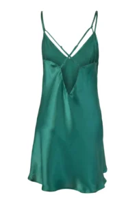 TRENDYOLMİLLA Petrol Off-Shoulder Neck Back Detailed Rope Sleeveless Satin Weaving Nightgown - Image 4