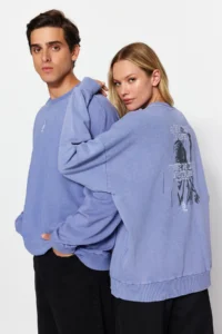 MAN Lilac Unisex Oversized/Wide Cut 100% Cotton Antique/Faded Effect Mystic Sweatshirt