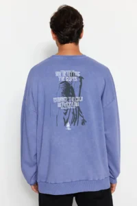 MAN Lilac Unisex Oversized/Wide Cut 100% Cotton Antique/Faded Effect Mystic Sweatshirt - Image 5