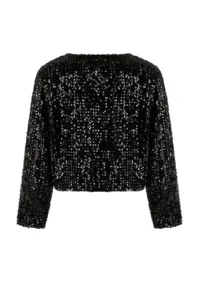 TRENDYOLMİLLA Black Front tied up Sequin Jacket - Image 6