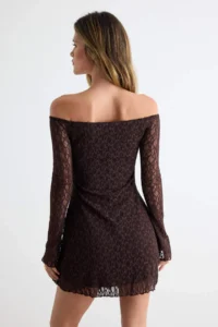TRENDYOLMİLLA Brown Knitting Lace Short / Mini Lined her dress - Image 4