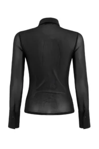TRENDYOLMİLLA Black Unlined Bedeni Saran Tulle Shirt - Image 3