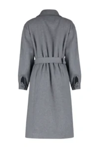 TRENDYOLMİLLA Gray  Hair Clip Detailed Belted Regular Overcoat - Image 8