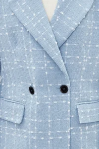 TRENDYOLMİLLA Light BLUE Oversized Weaving Plaid Blazer Jacket - Image 5