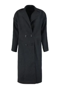 TRENDYOLMİLLA Anthracite Oversized Wide Cut LONG Woolly Bowl Overcoat - Image 6