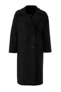 TRENDYOLMİLLA Black Oversized Wide Cut LONG Woolly Bowl Overcoat - Image 6