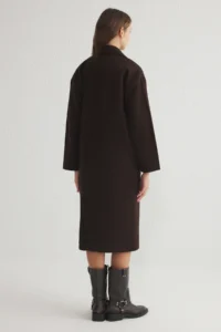TRENDYOLMİLLA Brown Oversized Wide Cut LONG Woolly Bowl Overcoat - Image 2
