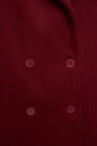 TRENDYOLMİLLA Burgundy Oversized Wide Cut LONG Woolly Bowl Overcoat - Image 6