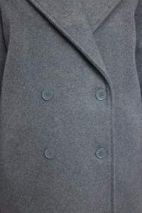 TRENDYOLMİLLA Gray Oversized Wide Cut LONG Woolly Bowl Overcoat - Image 6