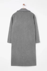 TRENDYOLMİLLA Gray Oversized Wide Cut LONG Woolly Bowl Overcoat - Image 8