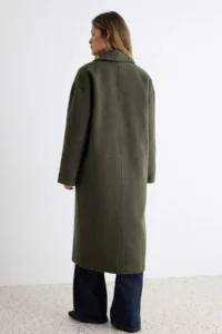 TRENDYOLMİLLA Khaki Oversized Wide Cut LONG Woolly Bowl Overcoat - Image 4