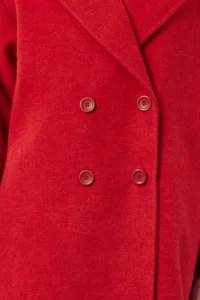 TRENDYOLMİLLA Red Oversized Wide Cut LONG Woolly Bowl Overcoat - Image 4