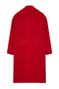 TRENDYOLMİLLA Red Oversized Wide Cut LONG Woolly Bowl Overcoat - Image 7