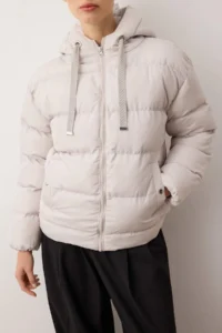 TRENDYOLMİLLA Gray Hooded Rugular Pattern Water Repellent Puffer Jacket Coat - Image 3