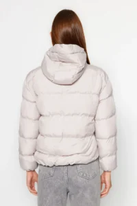 TRENDYOLMİLLA Gray Hooded Rugular Pattern Water Repellent Puffer Jacket Coat - Image 9