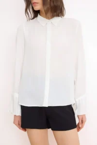 TRENDYOLMİLLA Ecru Spanish Arm Regular Normal Pattern Weaving Shirt - Image 3