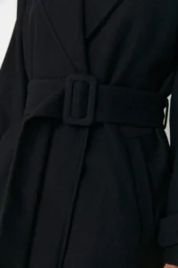 TRENDYOLMİLLA Black Oversized Wide Cut Arched LONG Woolly Bowl Overcoat - Image 21