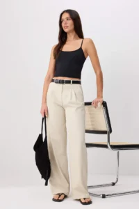 TRENDYOLMİLLA Mink Wide Leg/Wide Leg Pilili Weaving Pants