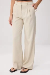 TRENDYOLMİLLA Mink Wide Leg/Wide Leg Pilili Weaving Pants - Image 3