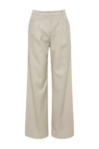 TRENDYOLMİLLA Mink Wide Leg/Wide Leg Pilili Weaving Pants - Image 5