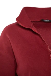 TRENDYOLMİLLA Burgundy Thessaloniki/Knitwear look Zippered Collar Regular/Normal Pattern Knitting Sweatshirt - Image 16