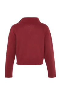 TRENDYOLMİLLA Burgundy Thessaloniki/Knitwear look Zippered Collar Regular/Normal Pattern Knitting Sweatshirt - Image 17