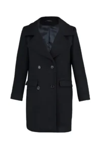 TRENDYOLMİLLA Black Double breasted Kapama Oversized Midi Bowl Overcoat - Image 8