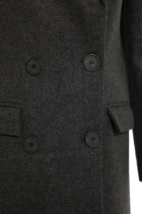 TRENDYOLMİLLA Black Regular Pattern herringbone Patterned LONG Bowl Overcoat - Image 12