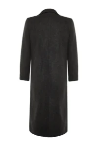 TRENDYOLMİLLA Black Regular Pattern herringbone Patterned LONG Bowl Overcoat - Image 13