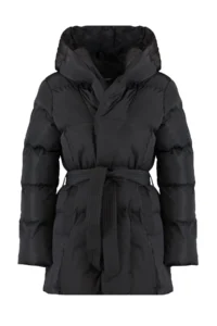 TRENDYOLMİLLA Black Regular Pattern Belted Water Repellent Puffer Jacket Coat - Image 7
