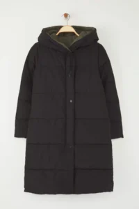 TRENDYOLMİLLA Black-Khaki Double Sided Hooded Water Repellent LONG Puffer Jacket Coat - Image 9