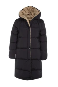 TRENDYOLMİLLA Black-Beige Double Sided Regular Pattern Hooded Water Repellent LONG Puffer Jacket Coat - Image 14