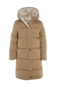 TRENDYOLMİLLA Brown-Ecru Double Sided Hooded Water Repellent LONG Puffer Jacket Coat - Image 6