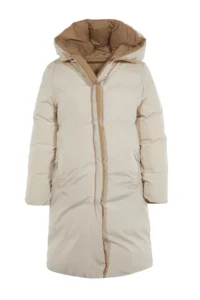 TRENDYOLMİLLA Brown-Ecru Double Sided Hooded Water Repellent LONG Puffer Jacket Coat - Image 7