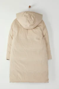 TRENDYOLMİLLA Dark Brown-Ecru Double Sided Regular Pattern Hooded Water Repellent LONG Puffer Jacket Coat - Image 17