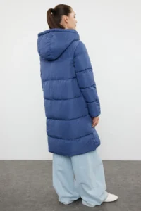 TRENDYOLMİLLA Gray-BLUE Double Sided Hooded Water Repellent LONG Puffer Jacket Coat - Image 11
