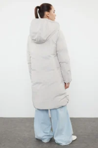 TRENDYOLMİLLA Gray-BLUE Double Sided Hooded Water Repellent LONG Puffer Jacket Coat - Image 12